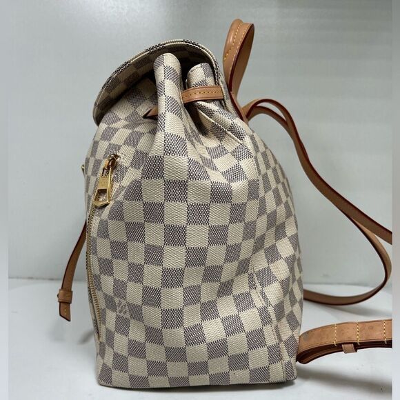 Louis Vuitton Sperone Backpack White Leather Damier Azur, Pink Lining - Picture 3 of 14